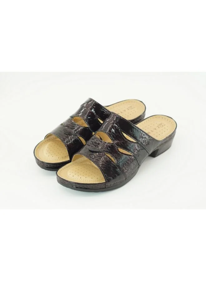 زينة 221-3165 Zayna Ladies Low Heel Slides 2608-16 Bordo